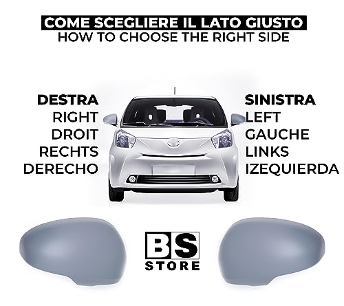 BSSTORE Calotta Specchietto Retrovisore da Verniciare con Primer per T0YOTA iQ (AJ10) 2009-2015