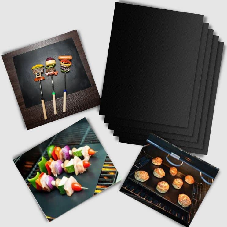 BSSTORE Tappetino Griglia Antiaderente Set 5 unità Pulizia Facile per Barbecue E Grill