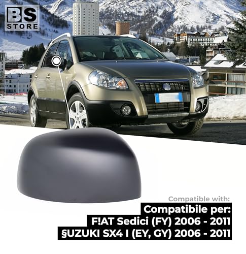 BSSTORE Calotta Specchietto Retrovisore Nera per F!at SEDICI 2006-2011, §uzuki SX4 I 2006-2011