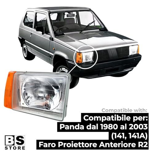 BSSTORE Faro Proiettore Anteriore R2 per Panda dal 1986 al 2003 (141, 141A) Regolazione Elettrica