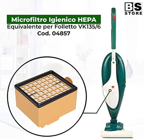 BSSTORE Kit Filtro Igienico Hepa + Griglia Filtro Protezione Motore Compatibile per Folletto VK135 VK136