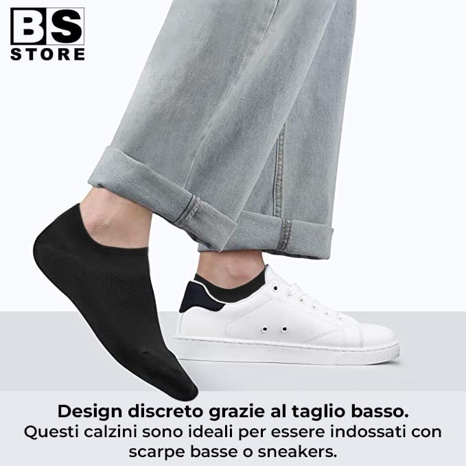 BSSTORE 12 Paia Fantasmini in Cotone Calzini Taglia Unica 40-46