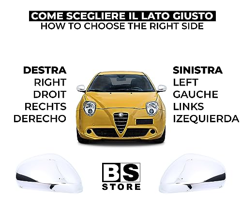 BSSTORE Calotta Specchietto Retrovisore Cromata Lucida per GIULIETTA dal 2010, MITO dal 2008, 159 2005-2012
