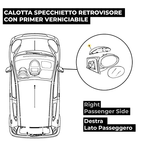 BSSTORE Calotta Specchietto Retrovisore Compatibile Ty Aygo, Ctr C1, Pgt 107 dal 2005 al 2014