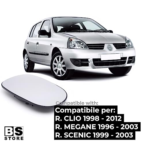 BSSTORE Piastra Vetro Specchio Retrovisore per Ren@ult CLIO II 1998-2005, MEGANE 1999, SCENIC 1999