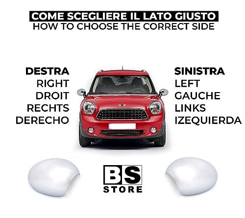 BSSTORE Calotta Specchietto Retrovisore Cromata Lucida per MINI 2006, COUNTRYMAN 2010, CLUBMAN 2007, PACEMAN 2012