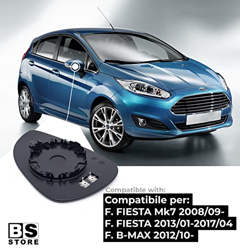 BSSTORE Piastra Vetro Specchio Retrovisore per Fiesta Mk6 2008-2017, B-Max dal 2012 Asferico Riscaldabile