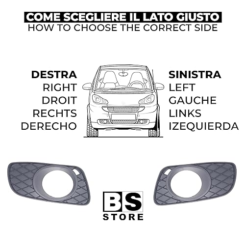 BSSTORE Griglia Paraurti Anteriore con Fendinebbia per Sm@rt FORTWO (451) 2007-2014