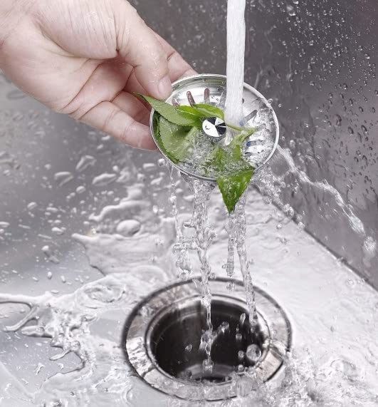 BSSTORE Tappo Griglia Lavandino, Ferma Sporco, Universale in Acciaio Inox (84 mm). Pezzi 2