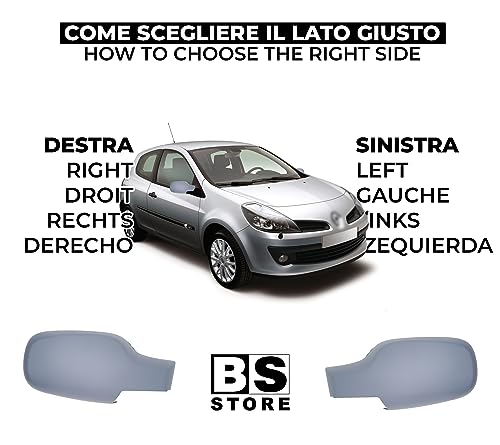 BSSTORE Calotta Specchietto Retrovisore da Verniciare con Primer per REN@ULT Clio III 2005-2014