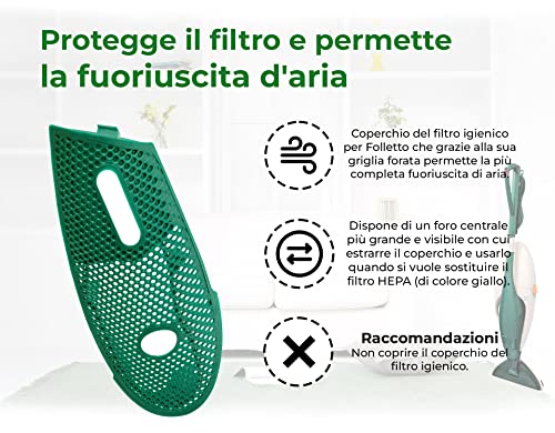 BSSTORE Coperchio Griglia Filtro Hepa Compatibile per Folletto VK135 VK136 Equivalente a 31038