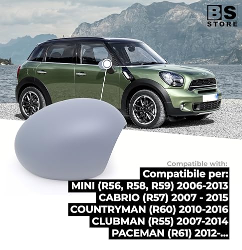 BSSTORE Calotta Specchietto Retrovisore da Verniciare con Primer per MINI 2006, COUNTRYMAN 2010, CLUBMAN 2007, PACEMAN 2012