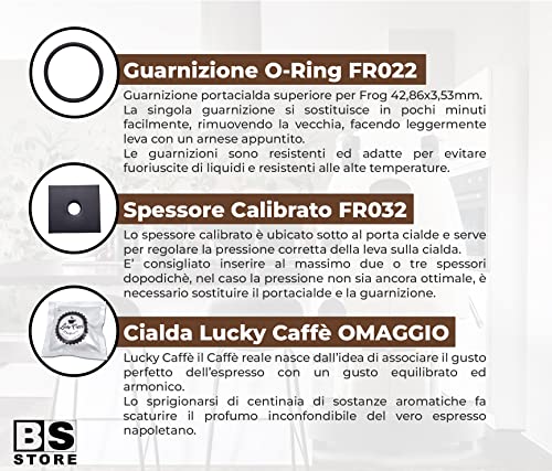BSSTORE 2 Guarnizioni O-Ring + 2 Spessori Calibrati Compatibili per Macchina del Caffè DDIESSE FROG + Cialda Lucky Caffè OMAGGIO