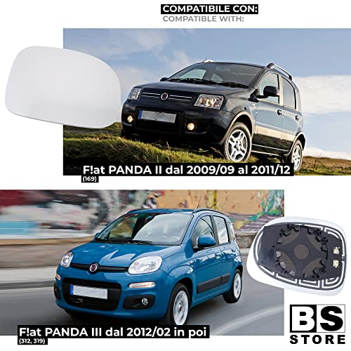 BSSTORE Piastra Vetro Specchio Retrovisore Termica per F!at PANDA dal 2009 in poi