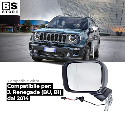BSSTORE Specchietto Retrovisore da Verniciare per JE€P RENEGADE (BU, B1) dal 2014 in poi | Elettrico Termico