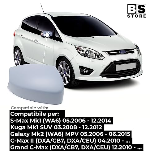BSSTORE Calotta Specchietto Retrovisore da Verniciare con Primer per F0RD S-Max, C-Max, Kuga Mk1, Galaxy Mk2