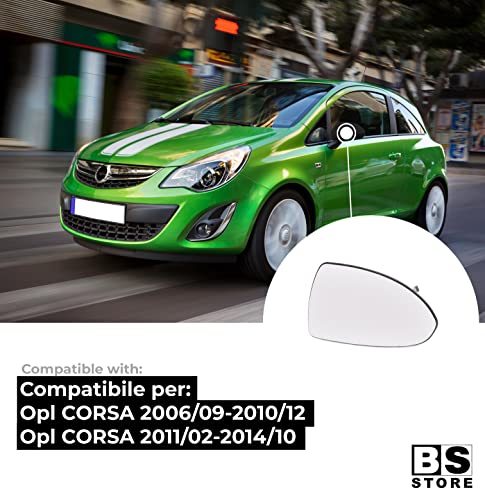 BSSTORE Piastra Vetro Specchietto Retrovisore Termico per Opl Corsa dal 2006 al 2014