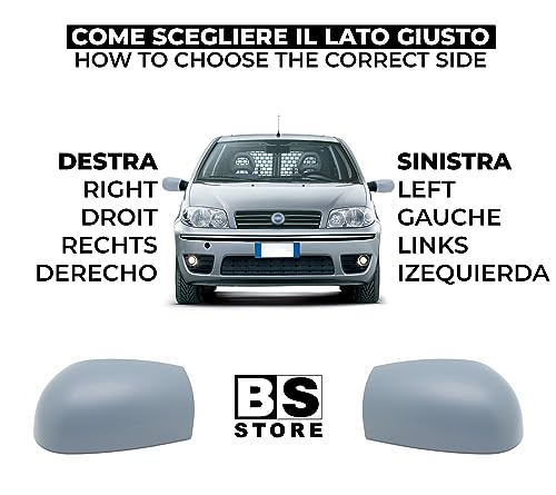 BSSTORE Calotta Specchietto Retrovisore da Verniciare con Primer per PUNTO dal 1999 al 2012 (188)