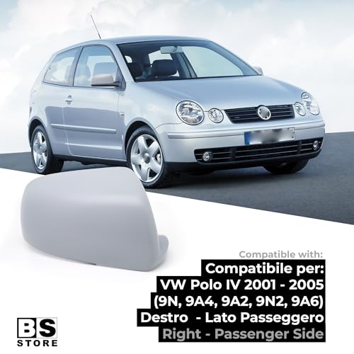 BSSTORE Calotta Specchietto Retrovisore da Verniciare con Primer per VW POLO IV (9N) 2001-2005