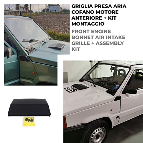 BSSTORE Presa Aria Griglia Cofano Anteriore Panda dal 1980 al 2003 (141 141A) + Kit Montaggio - Universale Nera