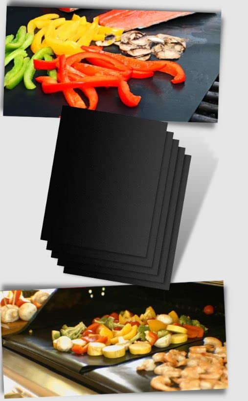 BSSTORE Tappetino Griglia Antiaderente Set 5 unità Pulizia Facile per Barbecue E Grill