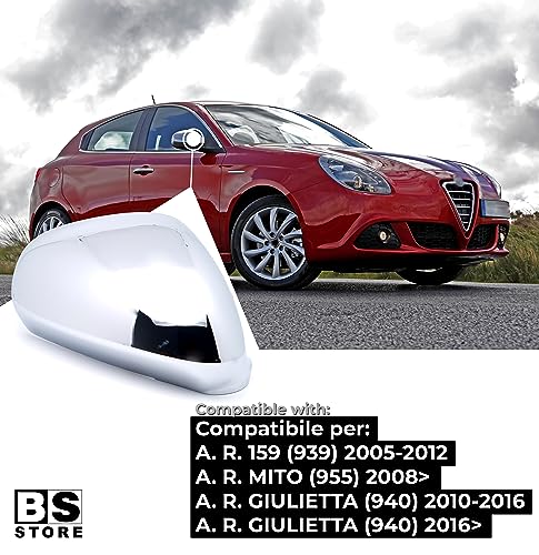BSSTORE Calotta Specchietto Retrovisore Cromata Lucida per GIULIETTA dal 2010, MITO dal 2008, 159 2005-2012