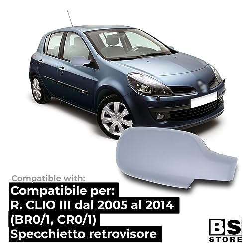 BSSTORE Calotta Specchietto Retrovisore da Verniciare con Primer per REN@ULT Clio III 2005-2014