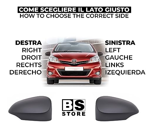 BSSTORE Calotta Specchietto Retrovisore Nera per per T0YOTA YARIS (XP13) 11-20