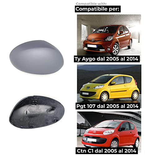 BSSTORE Calotta Specchietto Retrovisore Compatibile Ty Aygo, Ctr C1, Pgt 107 dal 2005 al 2014