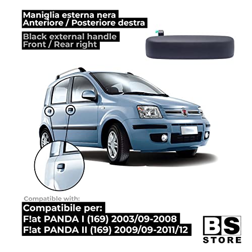 BSSTORE Maniglia Esterna Anteriore Nera per F!at PANDA (169) dal 2003 al 2011