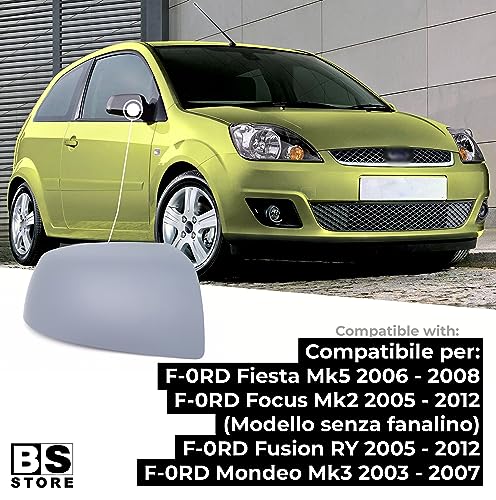 BSSTORE Calotta Specchietto Retrovisore da Verniciare con Primer per F0RD Fiesta Mk5, Focus Mk2, Mondeo Mk3, Fusion RY