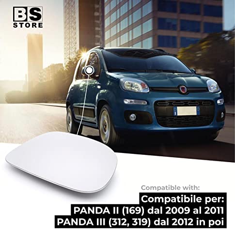 BSSTORE Piastra Vetro Specchio Retrovisore per F!at PANDA dal 2009 in poi