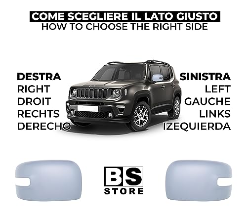 BSSTORE Calotta Specchietto Retrovisore da Verniciare con Primer per JE€P Renegade (BU, B1) dal 2014