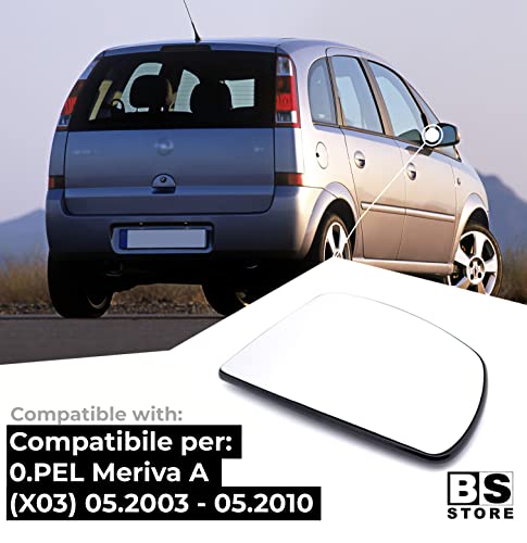 BSSTORE Piastra Vetro Specchio Retrovisore per 0PEL Meriva A (X03) 2003-2010