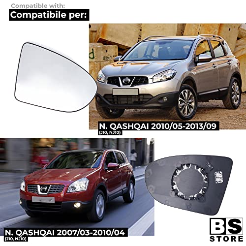 BSSTORE Piastra Vetro Specchio Retrovisore Termica Qashqai dal 2007 al 2013 J10, NJ10