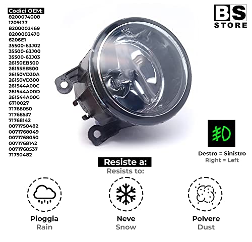 BSSTORE Fendinebbia Anteriore Bileterale H11 per FIESTA 06-17, C-MAX 10-15, DUSTER 10-13, KANGOO 03-12, MEGANE 02-05 e Tante Altre Auto | 71768142