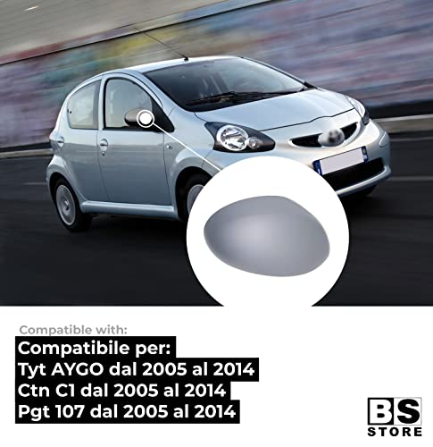 BSSTORE Calotta Specchietto Retrovisore Compatibile Ty Aygo, Ctr C1, Pgt 107 dal 2005 al 2014