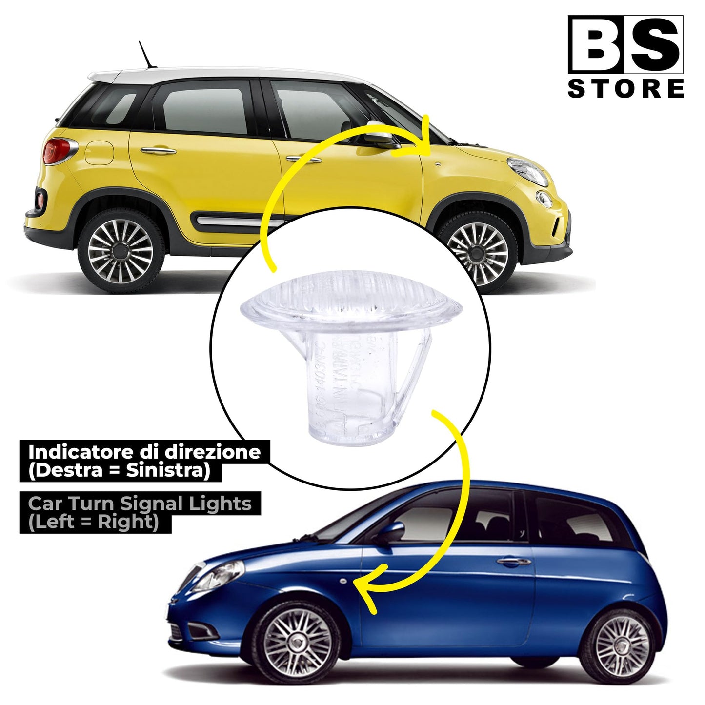 BSSTORE Freccia Laterale Indicatore di Direzione per Fiat 500L (351, 352) e Lancia Ypsilon II (843)