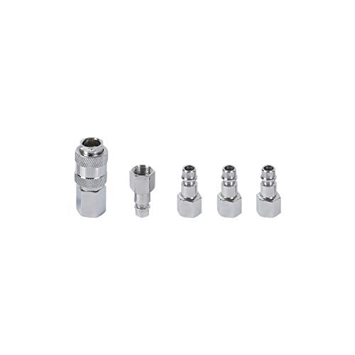 Ribimex Pracr05/B Set Raccordi Rapidi Aria Compressa, Grigio, 5 Pezzi