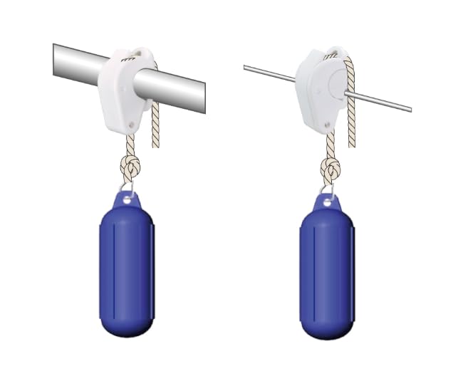 BSSTORE Blocca Parabordi Nautico, Coppia di Dispositivi in Nylon Bianco, per Tubi 22/25 mm e Cavi 6/8 mm
