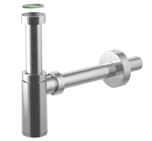 BSSTORE Sifone Scarico Lavandino, Cromato, Ingresso 1"1/4 x 100mm, Scarico 32 x 250mm