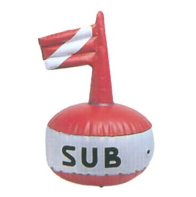 BSSTORE Boa Segna Sub Gonfiabile, 36 cm Diametro, 63 cm Altezza, Bandiera Rossa e Bianca, Marcatore Subacqueo