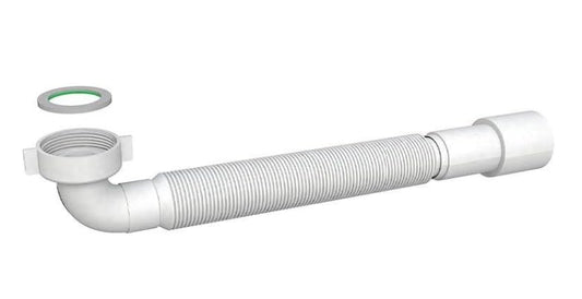 BSSTORE Tubo Flessibile Estensibile da 400 mm a 850 mm con Attacco Curvo a 90 Gradi, Polipropilene, 1"1/2