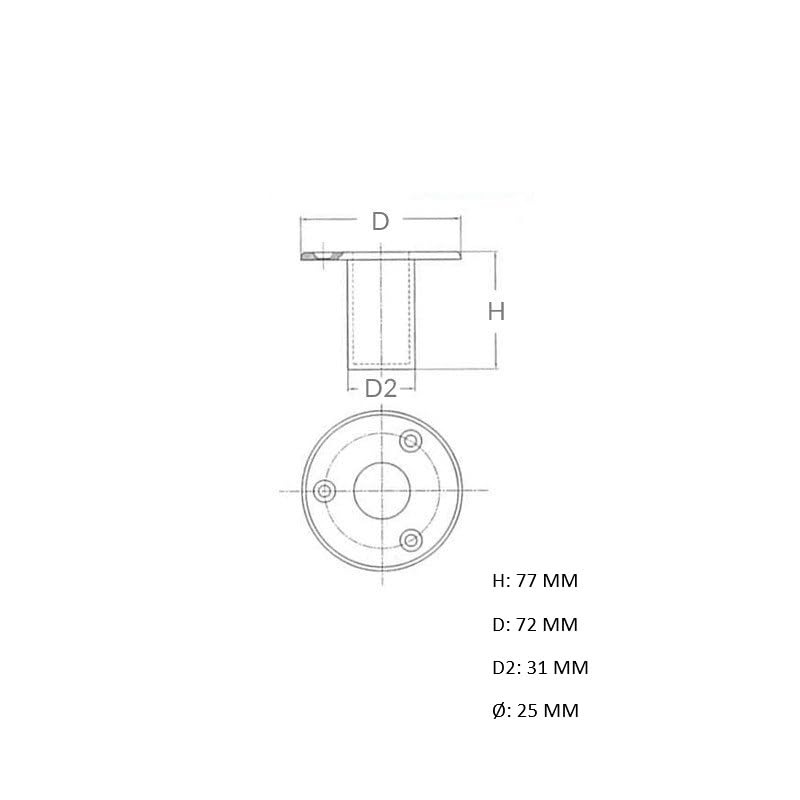 BSSTORE Boccola Ad Incasso Per Passerella In Ottone Cromato Ø flangia: 72 mm; Ø foro: 25 mm