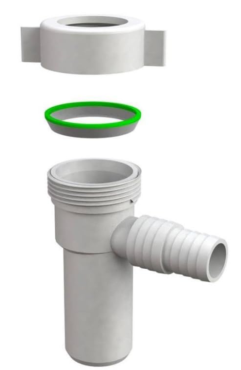 BSSTORE Prolunga Universale con Attacco Lavatrice, Ghiera e Guarnizione, 1"1/4 x 32mm, Polipropilene Bianco