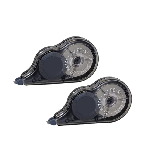 BSSTORE® Bianchetto Correttore A Nastro 20M Bianchetto Per Ufficio E Scuola Con Cappuccio Protettivo (Set Due Bianchetti)