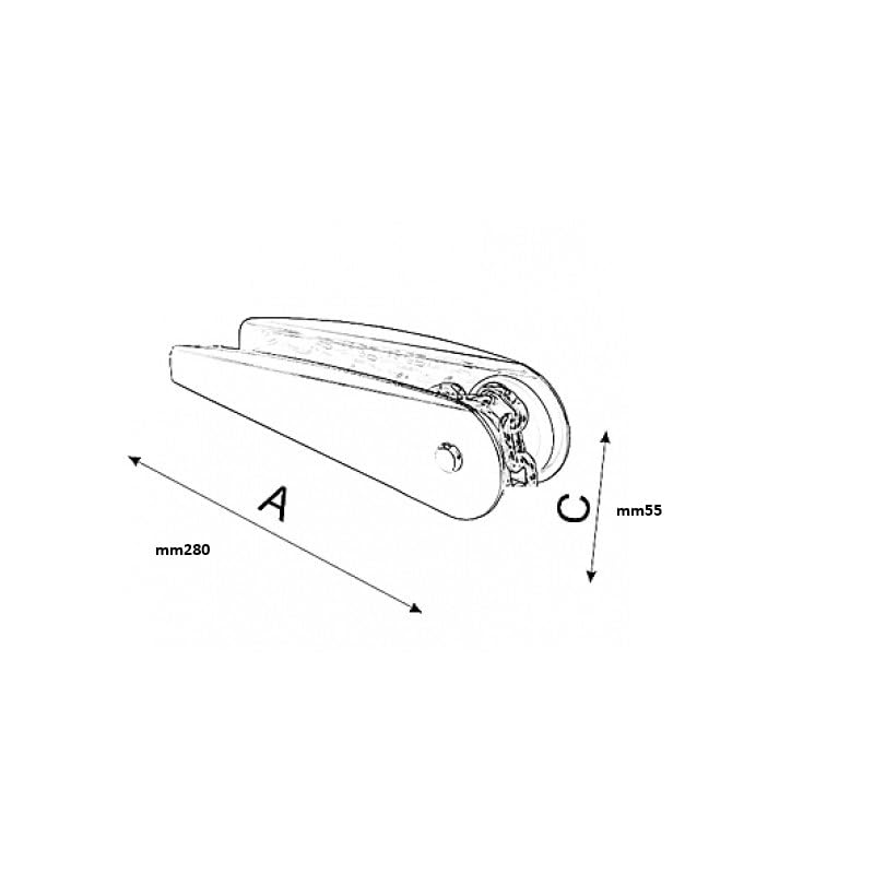 BSSTORE Musone di Prua in Acciaio Inox Spazzolato E Lucidato A Specchio mm 280 x 55 per Ancore da 2,5 a 13 kg, Barca, Gommone