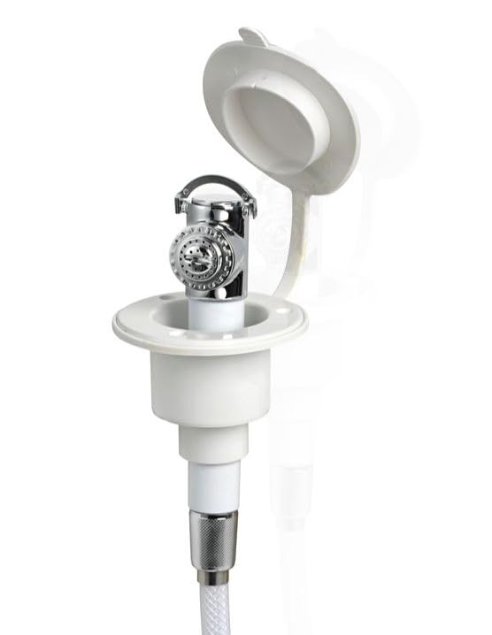 BSSTORE DOCCIA ORIZZONTALE CON TUBO 2,5 MT E NICCHIA BIANCA PER BARCA, GOMMONE. CAMPER.