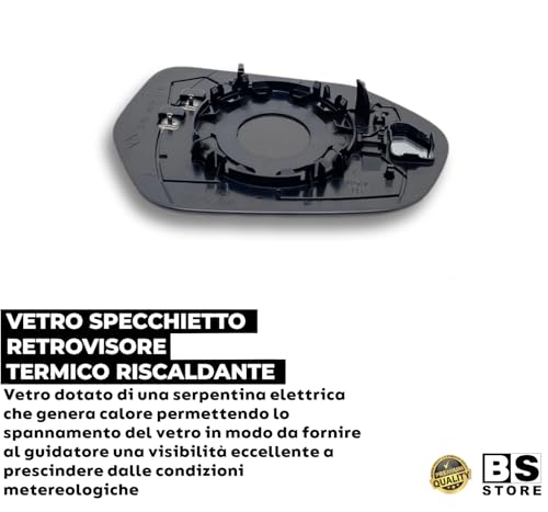 BSSTORE Piastra Vetro Specchio Retrovisore Termica Compatibile con COROLLA | YARIS | MAZDA 2