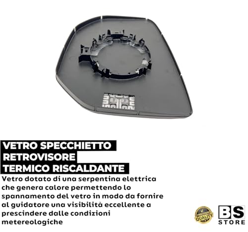 BSSTORE® Piastra Vetro Specchio Retrovisore Termico Compatibile Con BERLINGO 2008-2013 | RANCH PARTNER 2008-2013